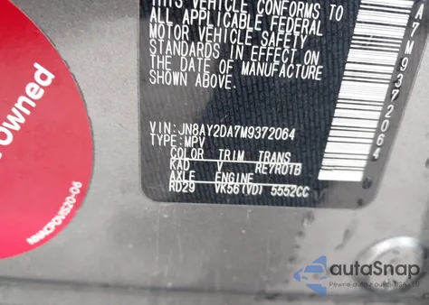 2021 Nissan Armada Platinum 2Wd z USA, uszkodzony, nr VIN JN8AY2DA7M9372064